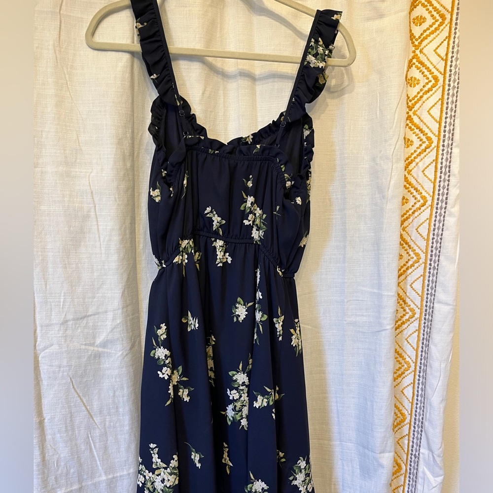 Spring Navy floral sundress with ruffle sleeves - Picture 7 of 9